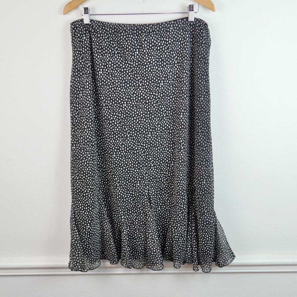 Vintage Y2K Midi Skirt Size 1X Chiffon Sheer Dainty Polka Dot Feminine‎ Flirty